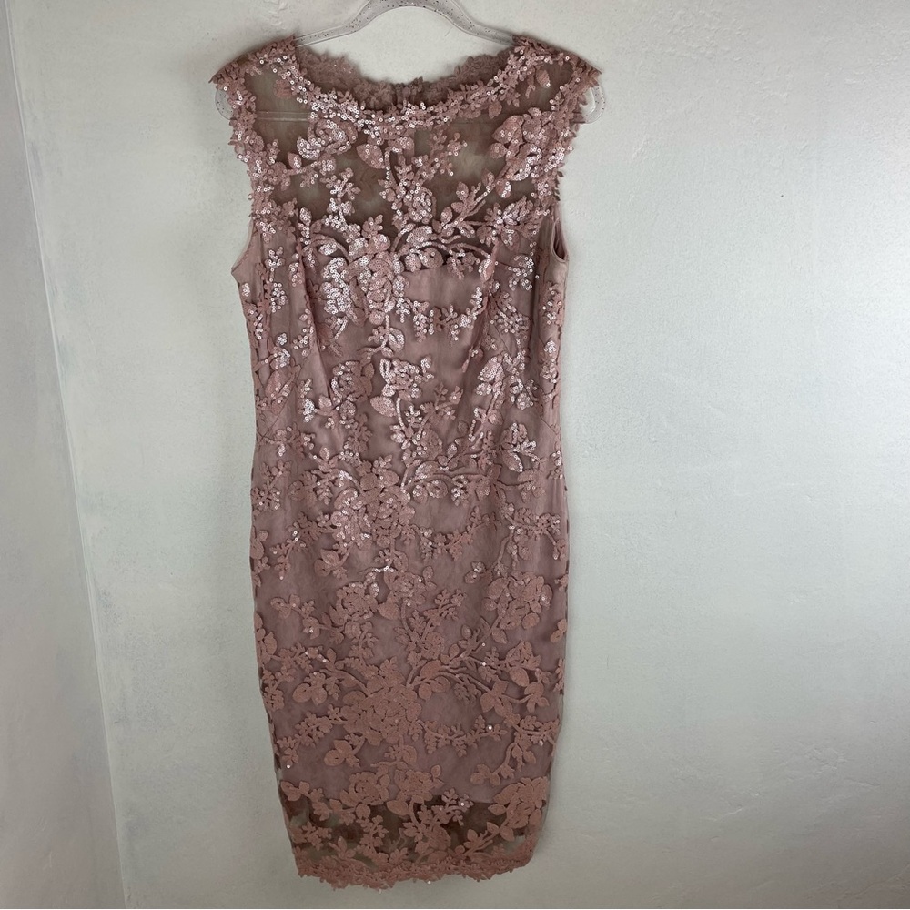 Tadashi Shoji Floral Lace Midi Dress - Mauve